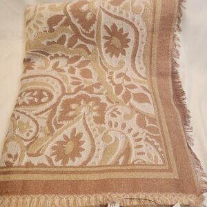 Talbots Paisley Scarf in Brown and Cream With Metallic Accents